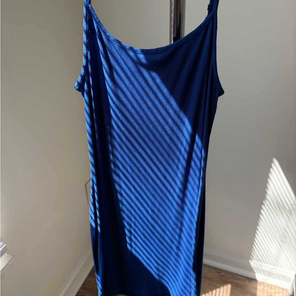 Skims Blue Ribbed Slip Dress